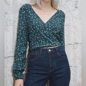 Brandy Melville dark green wrap top